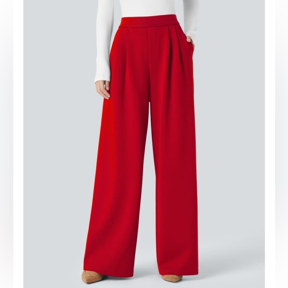 HALARA Vibrant Red Wide-Leg Pants